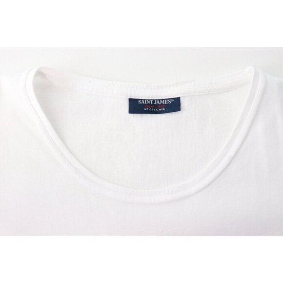 Saint James Womens 10 White Vintage Round Neck T Shirt Short Sleeve 100% Cotton - Picture 4 of 7